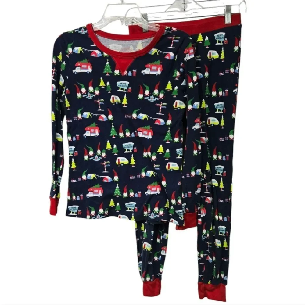 Camping Gnomes Christmas Pajama Set Women S RV Camper Holiday PJs 2pc Cozy Sleep